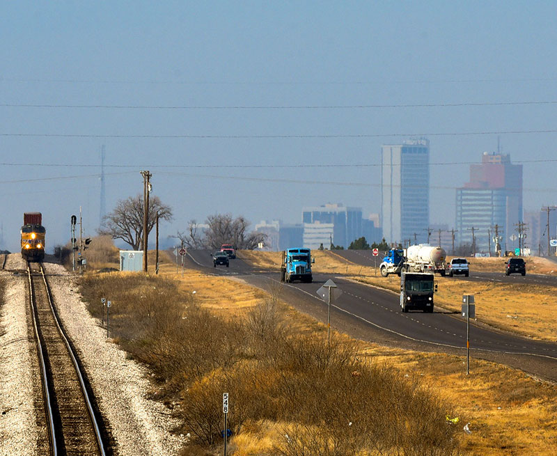 transportation routes and skyline